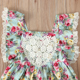 Kid Baby Girls Sub Flying Sleeve Shoulder Broken Flower Dress