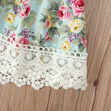 Kid Baby Girls Sub Flying Sleeve Shoulder Broken Flower Dress