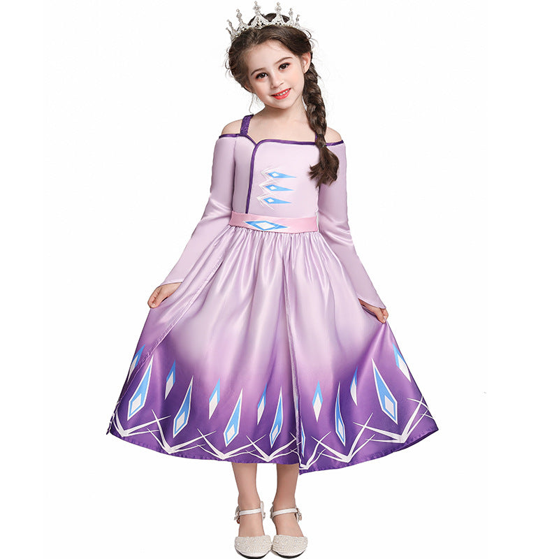 Kid Girl Frozen Elsa Strapless Summer Phoenix Princess Dress