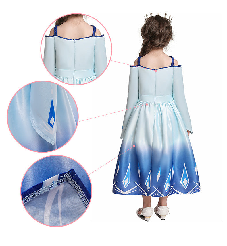 Kid Girl Frozen Elsa Strapless Summer Phoenix Princess Dress