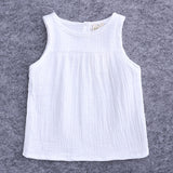 Toddler Baby Girl Summer Cotton Linen Sleeveless Shorts 2 Pcs Set