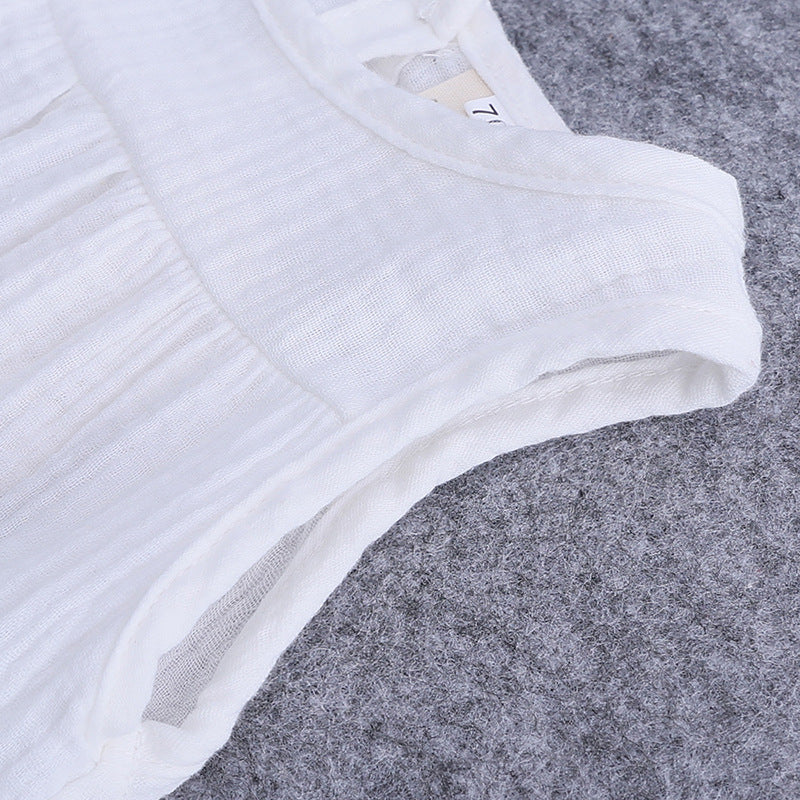 Toddler Baby Girl Summer Cotton Linen Sleeveless Shorts 2 Pcs Set