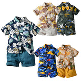 Kid Baby Boy Multi-color Beach Suit Summer Short-sleeved Floral Casual 2 Pcs Set