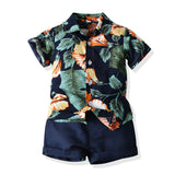 Kid Baby Boy Multi-color Beach Suit Summer Short-sleeved Floral Casual 2 Pcs Set