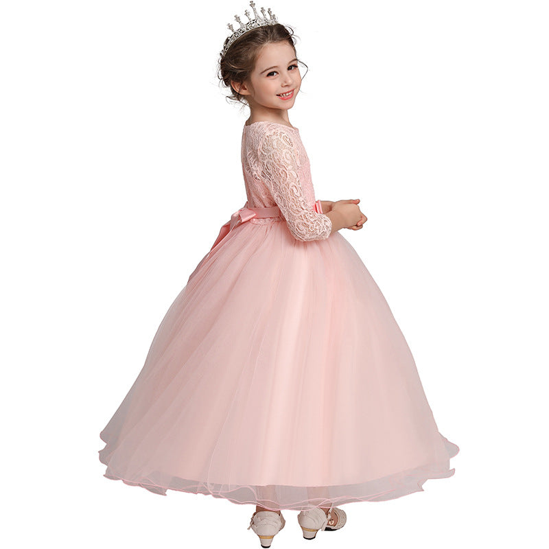 Kid Girl Princess Bowknot Pompous Flower Wedding Evening Dresses