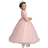 Kid Girl Princess Bowknot Pompous Flower Wedding Evening Dresses