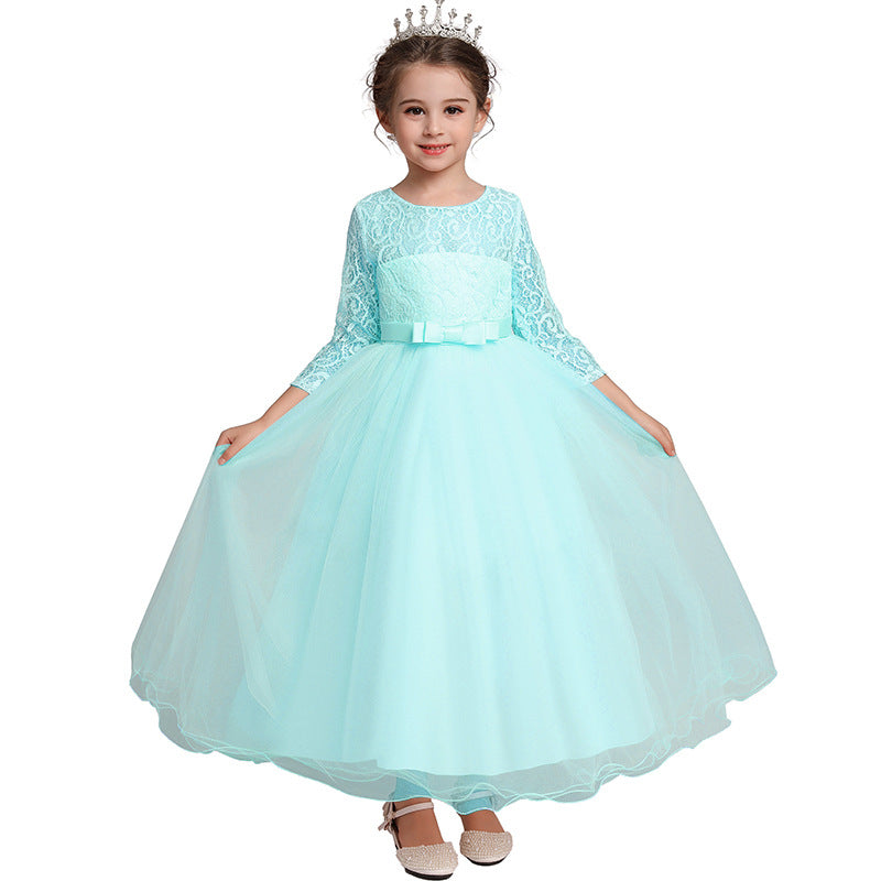 Kid Girl Princess Bowknot Pompous Flower Wedding Evening Dresses