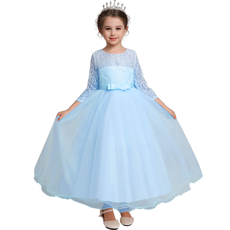 Kid Girl Princess Bowknot Pompous Flower Wedding Evening Dresses