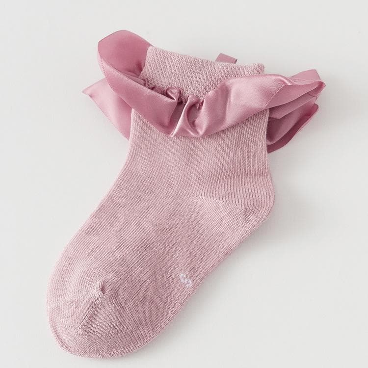 Baby Girl Bow Decor Silk Design Socks 5 Colors