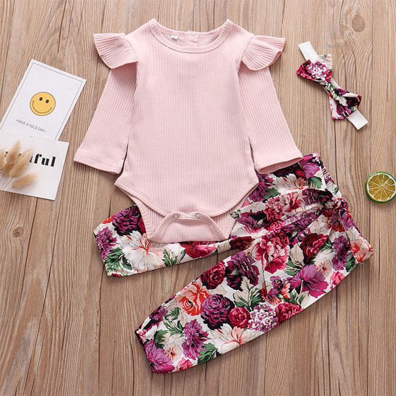 Baby Girls Long Sleeve Ruffle Solid 2 Pcs Set