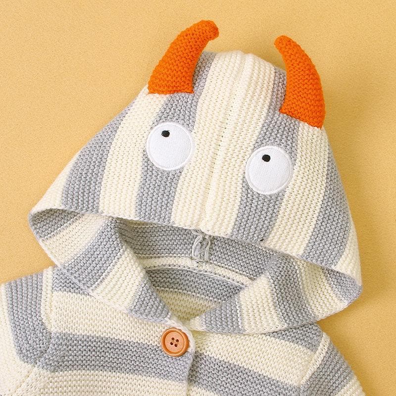 Baby Girl Cute Knitted Striped Button Sweater with Pocket