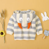 Baby Girl Cute Knitted Striped Button Sweater with Pocket