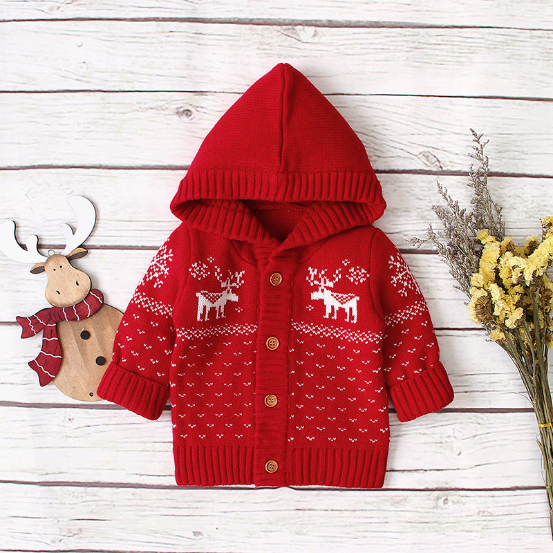 Ins Hooded Knitted Cartoon Baby Sweater Coat