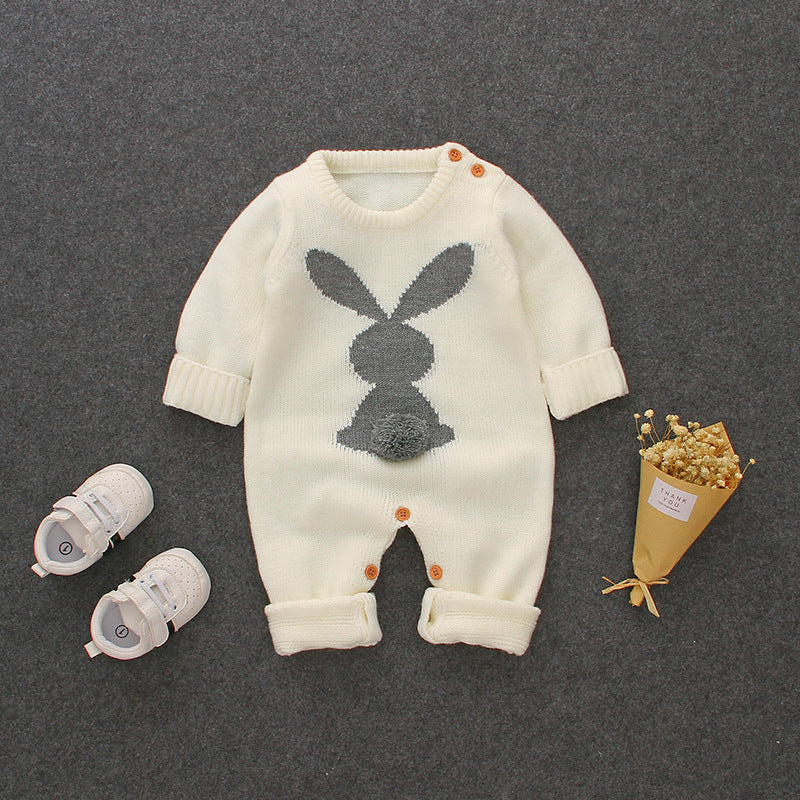 Baby Boy Girl Knitted Rabbit Jumpsuits Trending Sweaters Rompers
