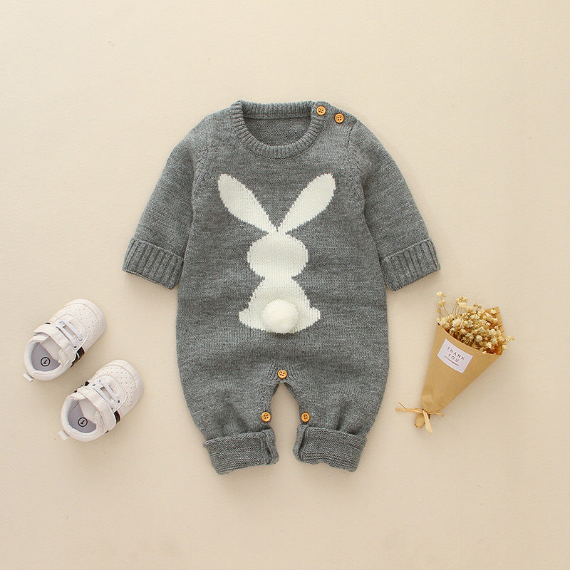 Baby Boy Girl Knitted Rabbit Jumpsuits Trending Sweaters Rompers