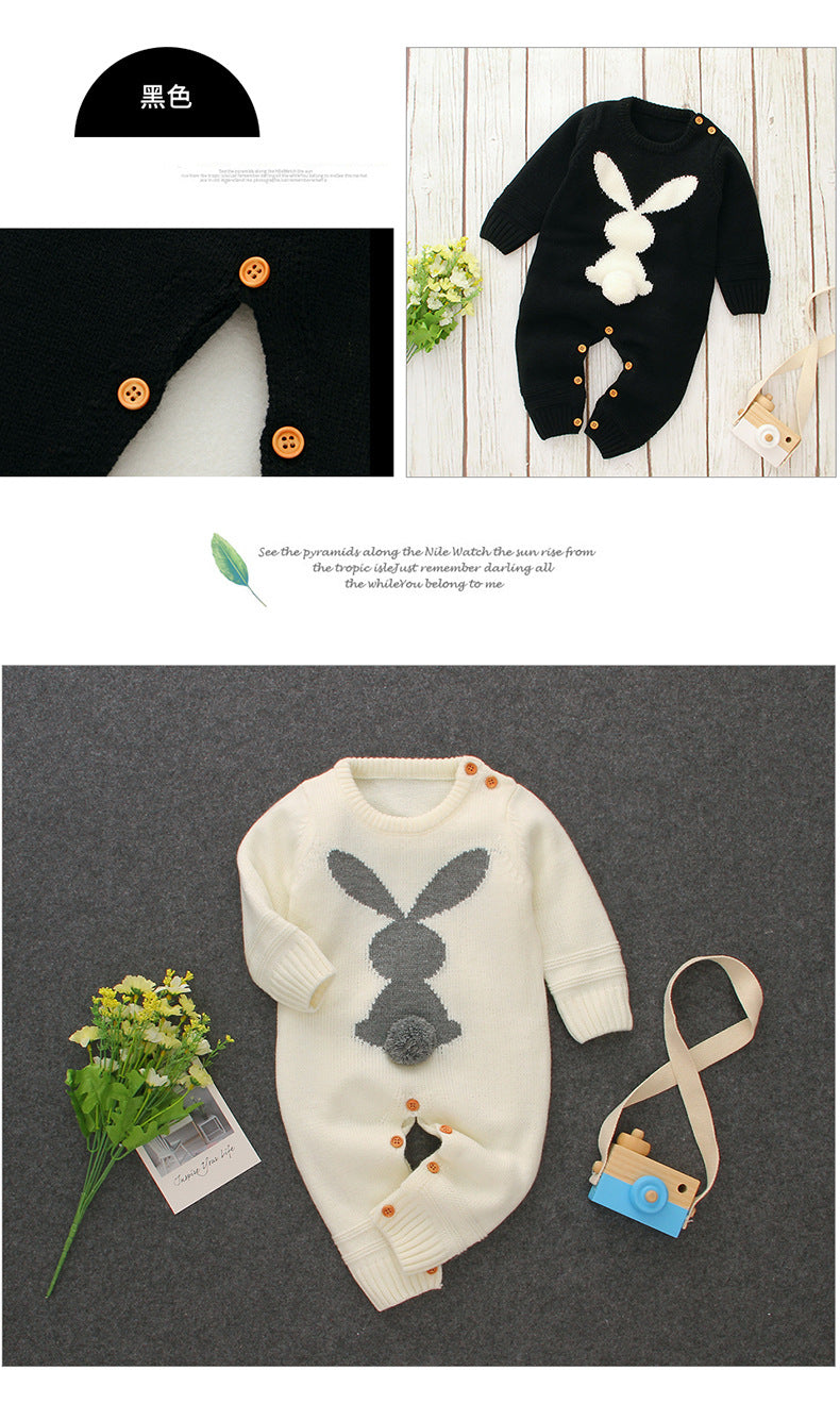 Baby Boy Girl Knitted Rabbit Jumpsuits Trending Sweaters Rompers