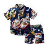 Kid Baby Boy Shorts Tide Hawaiian Short Sleeve Beach 2 Pcs Set
