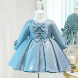 Kids Girl Flower Big Bow Evening Gowns Birthday Party Dresses