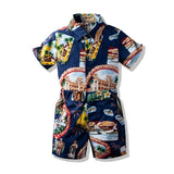 Kid Baby Boy Shorts Tide Hawaiian Short Sleeve Beach 2 Pcs Set