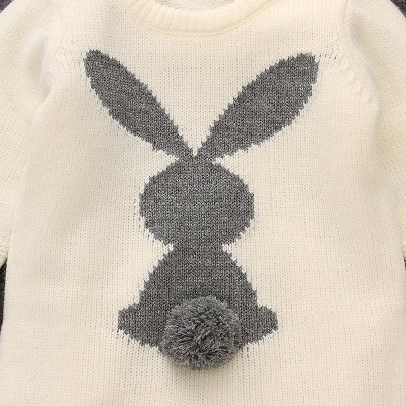 Baby Boy Girl Knitted Rabbit Jumpsuits Trending Sweaters Rompers