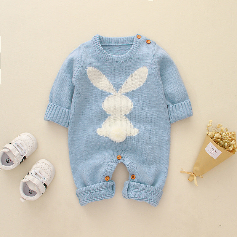 Baby Boy Girl Knitted Rabbit Jumpsuits Trending Sweaters Rompers