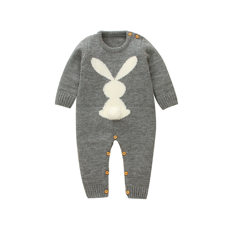 Baby Boy Girl Knitted Rabbit Jumpsuits Trending Sweaters Rompers