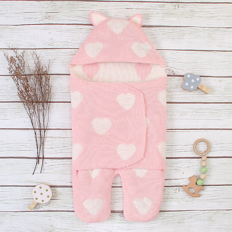 Newborn Baby Solid Color Love Sleeping Blanket Pajamas