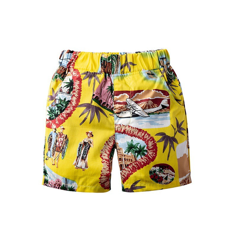 Kid Baby Boy Shorts Tide Hawaiian Short Sleeve Beach 2 Pcs Set