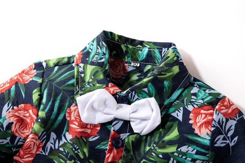 Kid Baby Boy Set Printed Long Sleeve Green 2 Pcs Suits