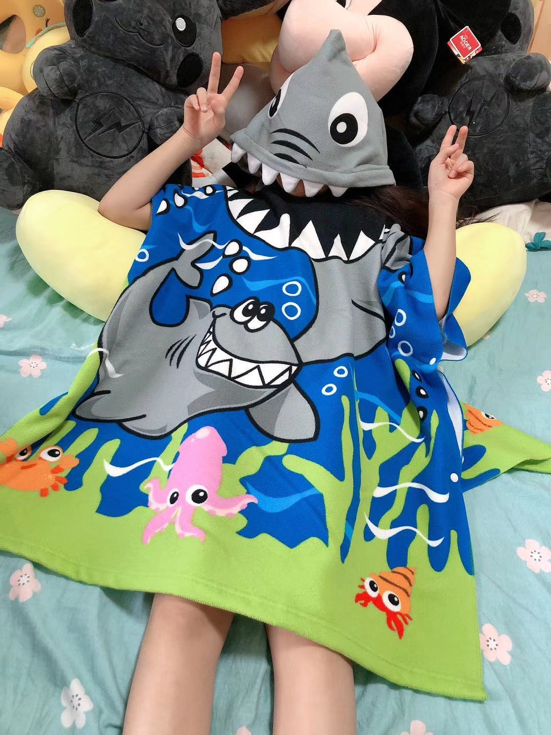 Kid Baby Boy Girl Bath Towel Cotton Hooded Cloak Beach Towel Pajamas
