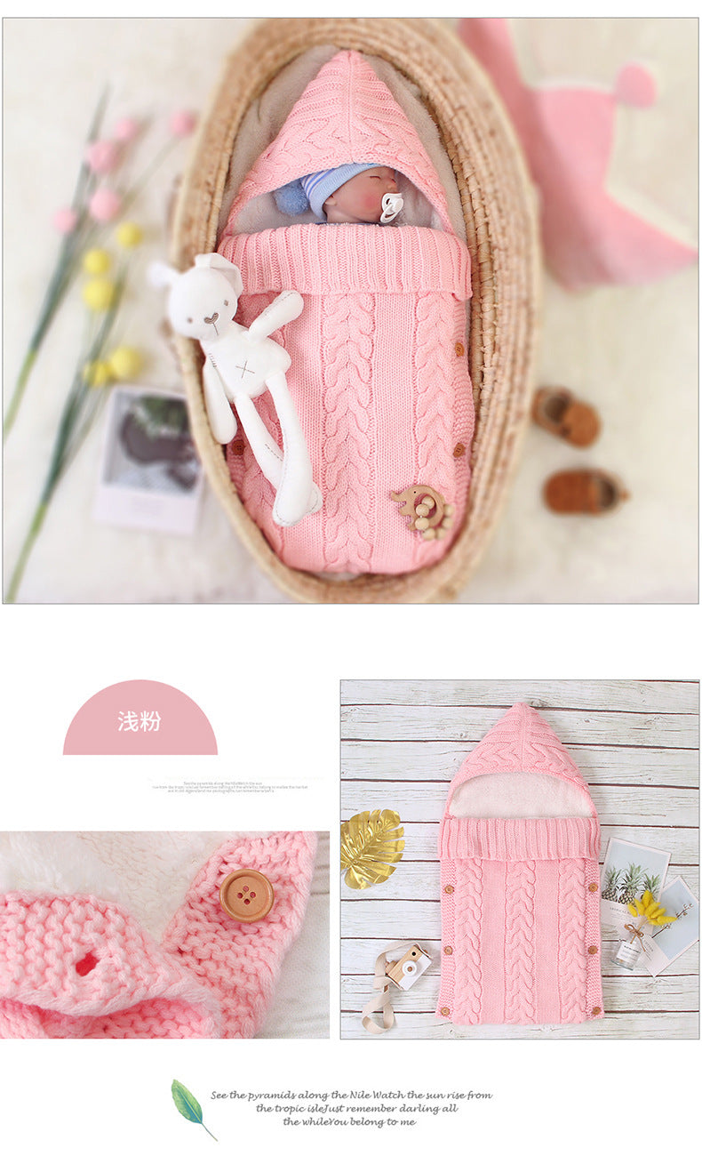 Baby Sleeping Plush Thick Knit Hit Rompers Pajamas