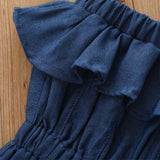 Kid Girl Denim Jumpsuit Breathable Thin Denim Pants