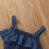 Kid Girl Denim Jumpsuit Breathable Thin Denim Pants