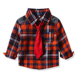 Baby Boy Plaid Christmas Shirt With Tie