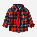 Baby Boy Plaid Christmas Shirt With Tie