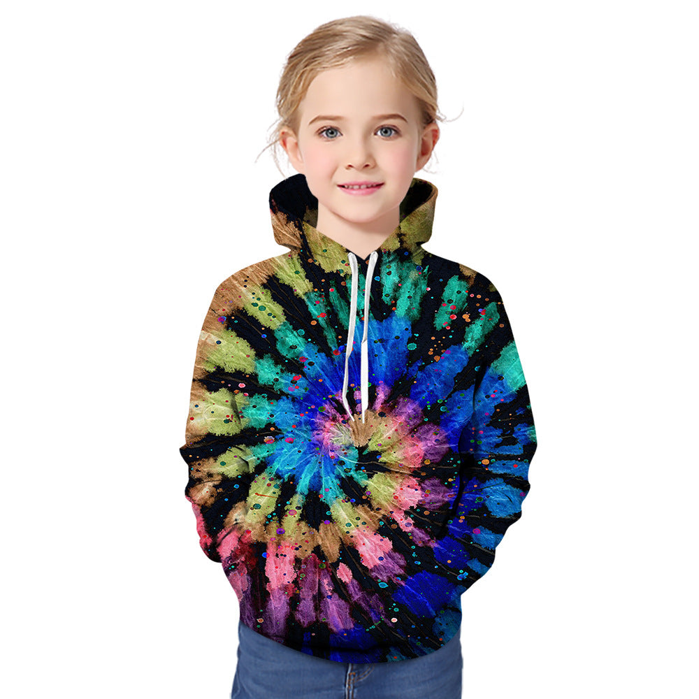 Kid Baby Boy Girl Tie-dye 3D Hoodies Zipper Long Sleeve Pullover