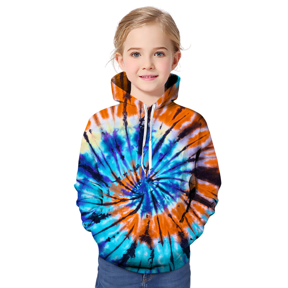 Kid Baby Boy Girl Tie-dye 3D Hoodies Zipper Long Sleeve Pullover