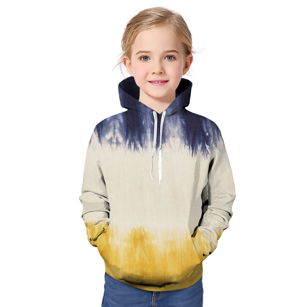 Kids Girl Hot Tie Dye Gradual Digital Printing 3D Sports Leisure Autumn Hoodie
