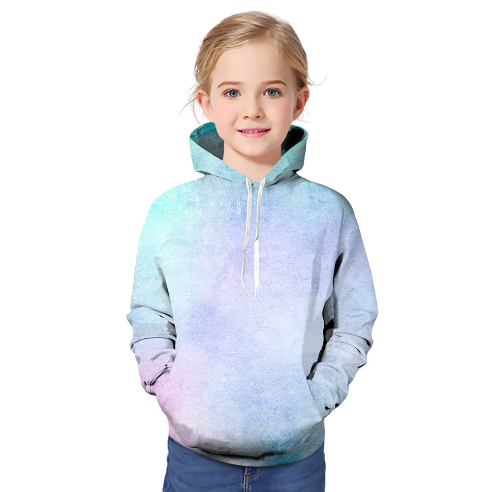 Kids Girl Hot Tie Dye Gradual Digital Printing 3D Sports Leisure Autumn Hoodie