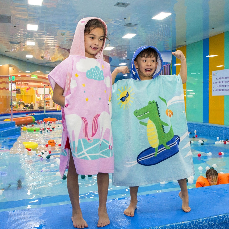 Kid Baby Bath Towel Beach Cotton Cartoon Dinosaur Microfiber Pajamas