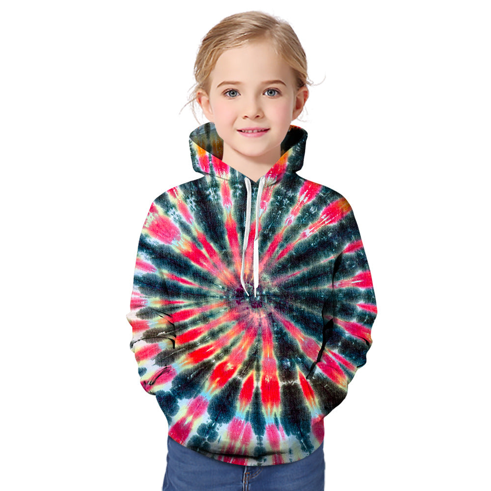 Kid Baby Boy Girl Tie-dye 3D Hoodies Zipper Long Sleeve Pullover