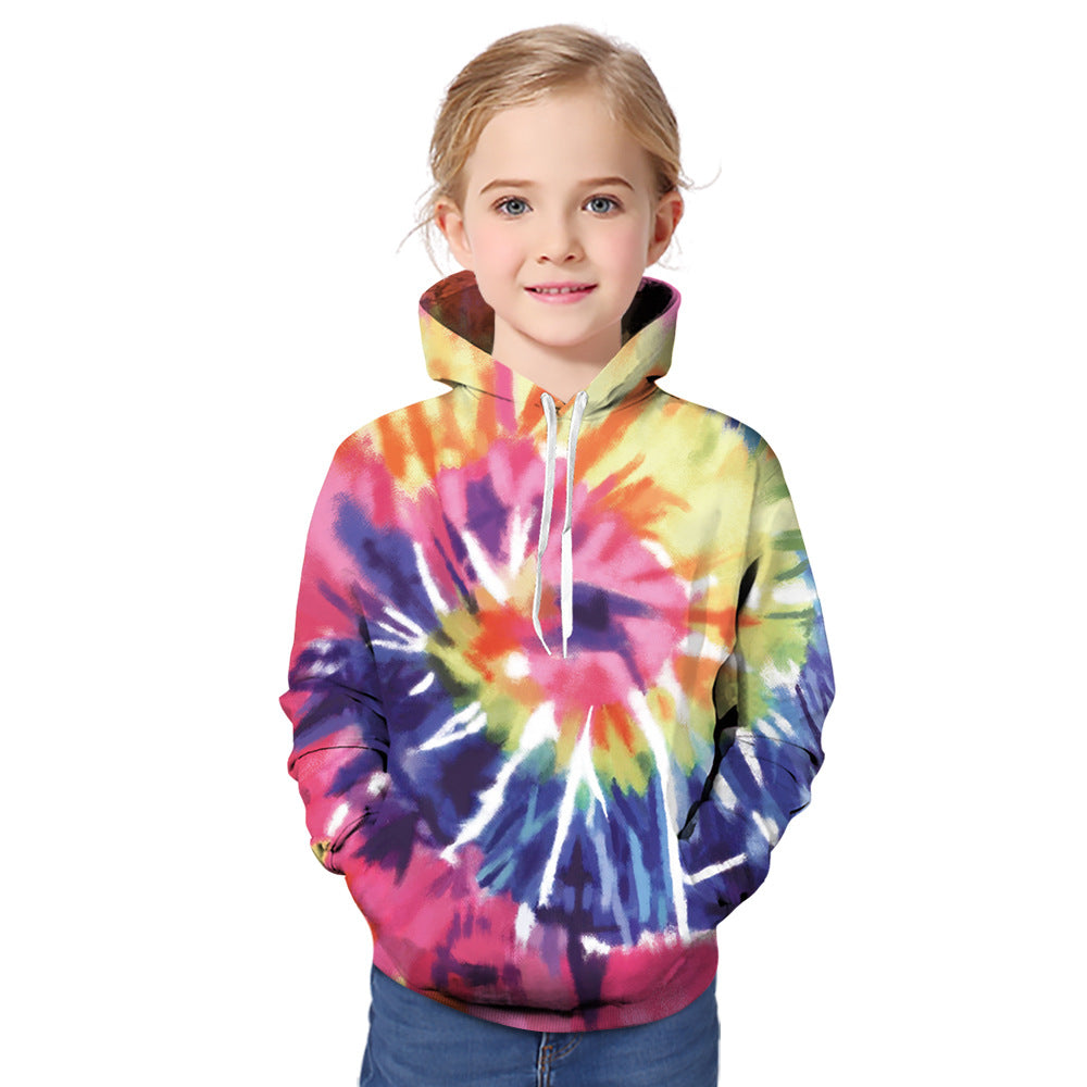 Kid Baby Boy Girl Tie-dye 3D Hoodies Zipper Long Sleeve Pullover