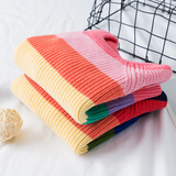Toddler Girl Tops Winter Colorful Striped Knitted Thermal Sweater