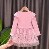 Girls Dress Autumn Fluffy Tops Net Yarn Princess Dress  0-6 Years