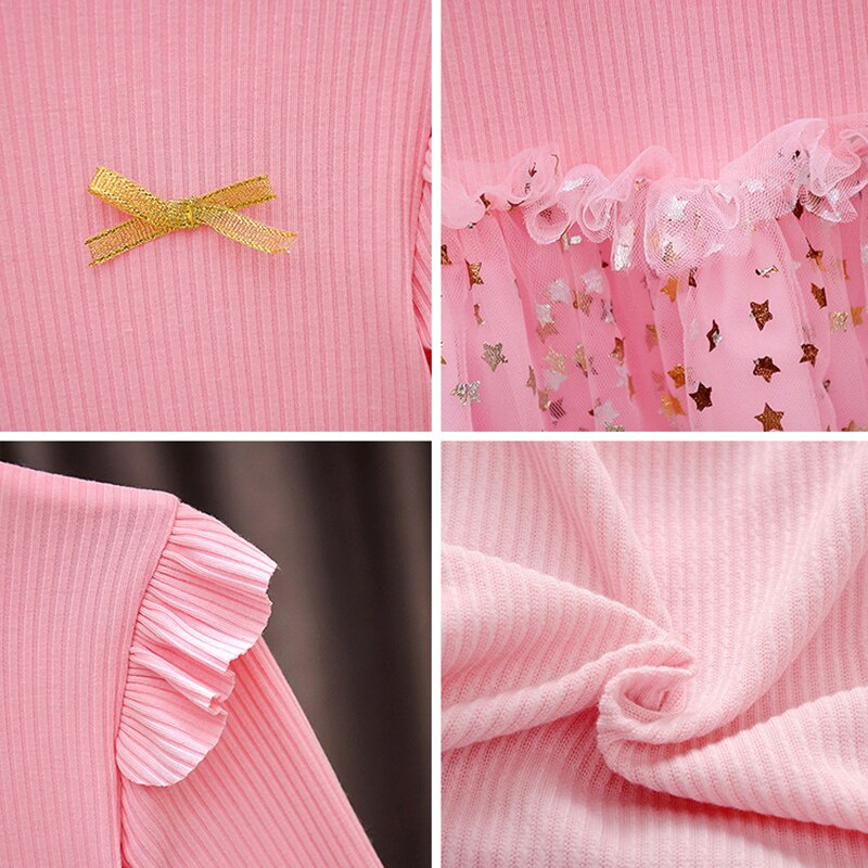 Girls Dress Autumn Fluffy Tops Net Yarn Princess Dress  0-6 Years