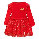 Girls Dress Autumn Fluffy Tops Net Yarn Princess Dress  0-6 Years