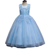 Kid Girl Princess Sequins Sleeveless Long Wedding Pompous Dresses