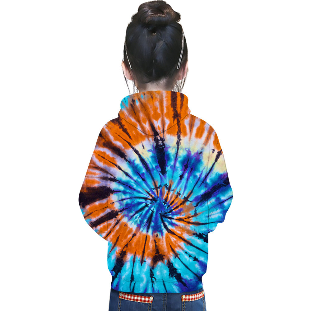 Kid Boys Girls Trend Tie-dye 3D Digital Print Round Collar T-shirt