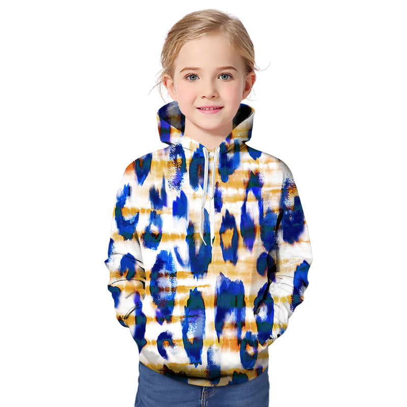 Kids Girl Hot Tie Dye Gradual Digital Printing 3D Sports Leisure Autumn Hoodie