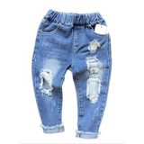Kids Boy Girl Jeans Hole Denim Pant Trousers Pants for 1-7 Years